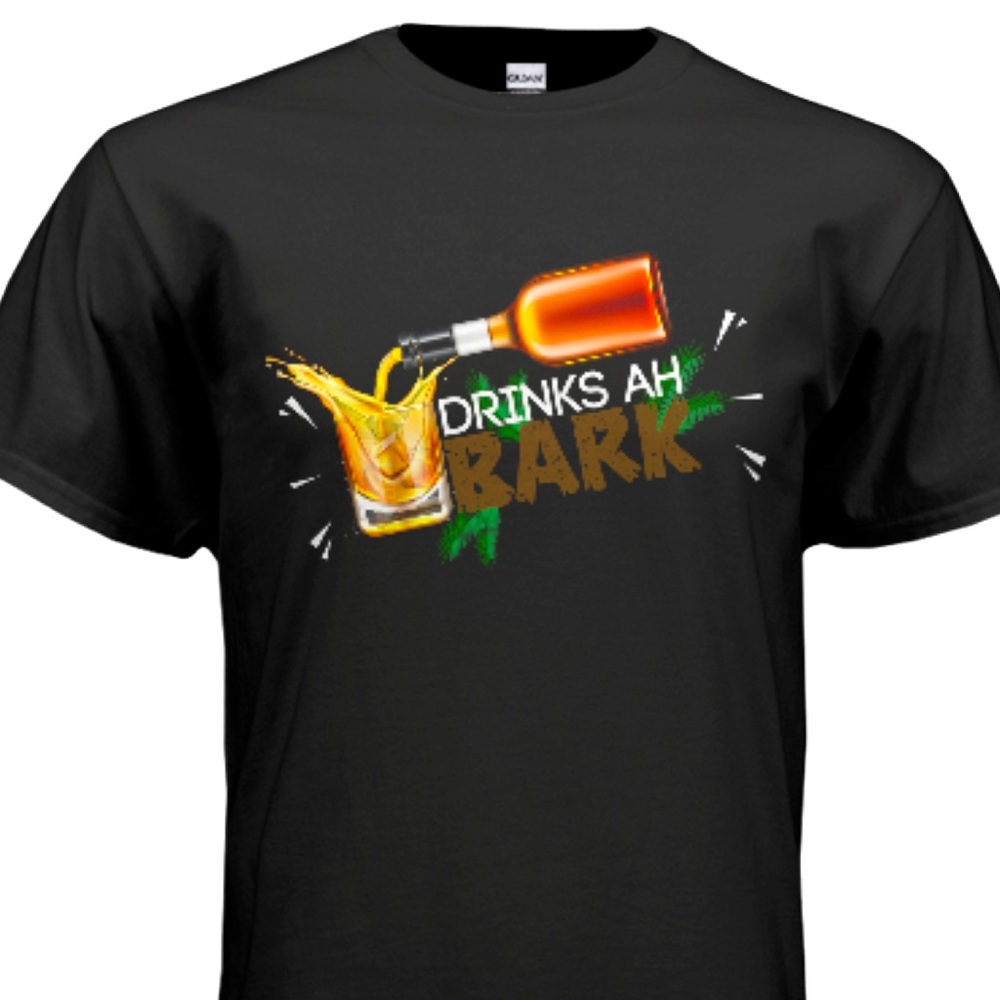 Drinks Ah Bark Unisex T- Shirts in sizes S-3xl